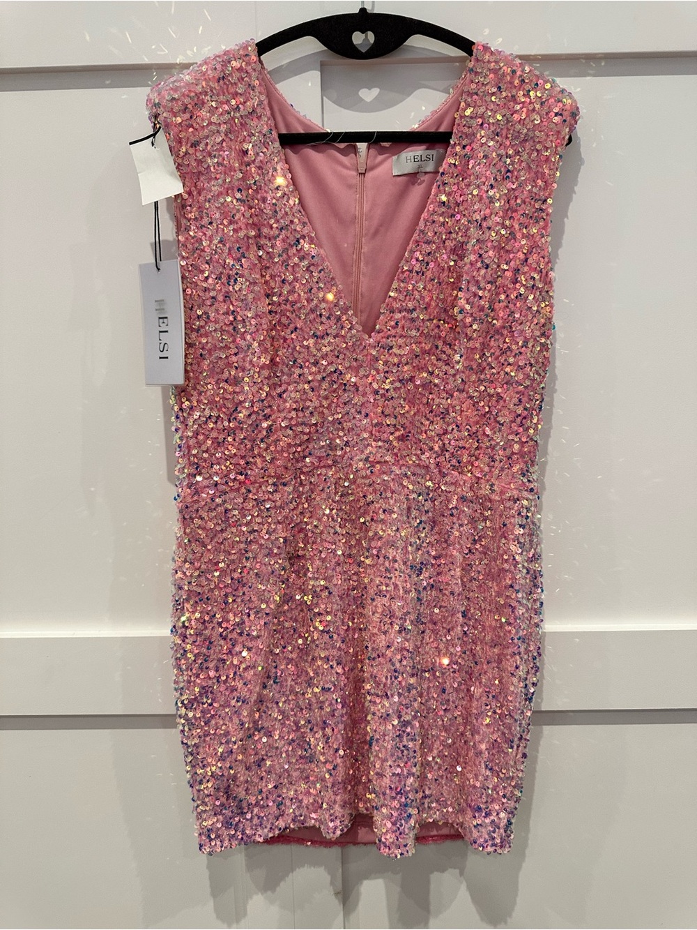 New with Tags Helsi Pink Sequin V-Neck Mini Dress  XL - Picture 3 of 7